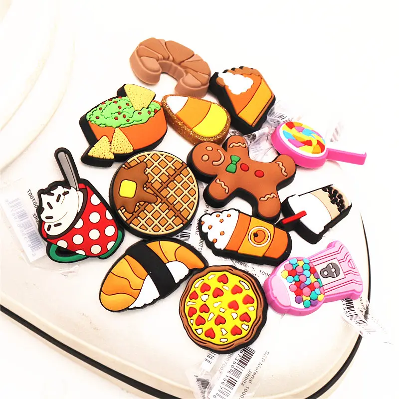 Original 1pcs Guacamole/Sushi/Croissant/Waffle PVC Shoe Charms Accessories Shoe Decoration for Croc jibz Kids Party X-mas Gifts