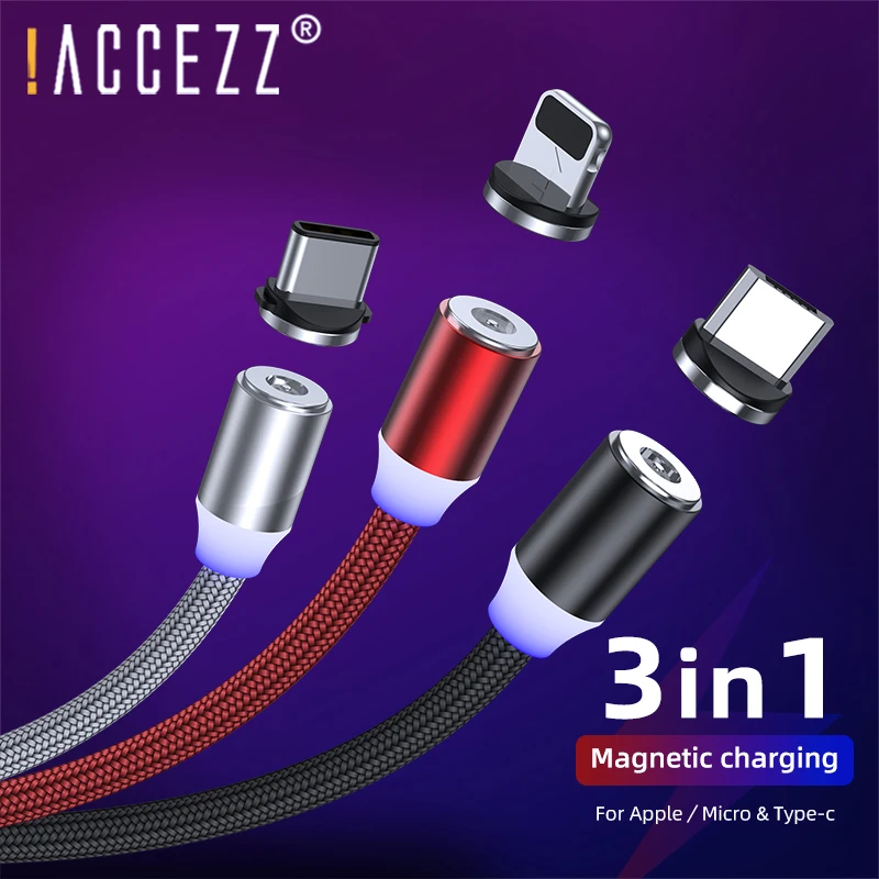 

!ACCEZZ Strong Magnetic Cable Micro USB Type C For Apple iPhone X XS MAX XR 8 IOS 12 Fast Charging Andriod Phone Magnet Cable 1M