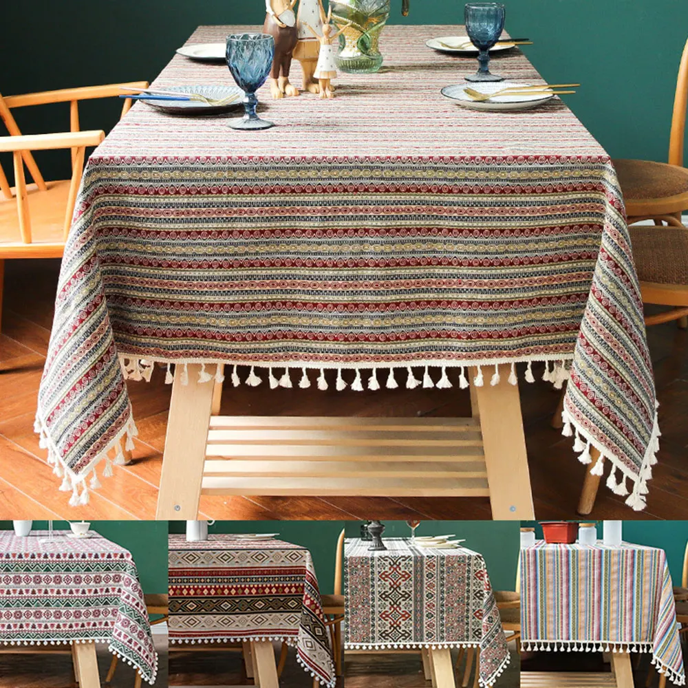 

Скатерть из хлопка и льна в этническом стиле