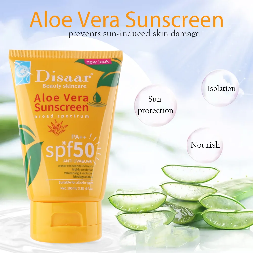 100ml SPF 50+ Aloe Sunscreen Facial Body Whitening Sunblock Oil Control Moisturizing Sweat Proof Skin Cream | Красота и здоровье