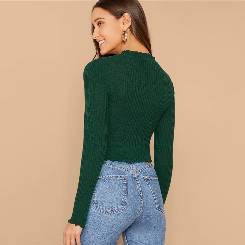 Dotfashion, бордовые, с салатовой отделкой, одноцветные, с длинным рукавом, кроп-топы для женщин, осень, футболка, женская одежда, повседневная, облегающая футболка