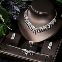 hibride tear water drop 4pcs african jewelry set for women party gift dubai cubic zircon jewelry set nigeria wedding n 860