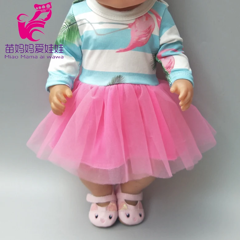 

doll dress Christmas Flamingo Bird Dress for Baby Doll 18 Inch Girl Doll Pink Dress Baby Girl New Year Present