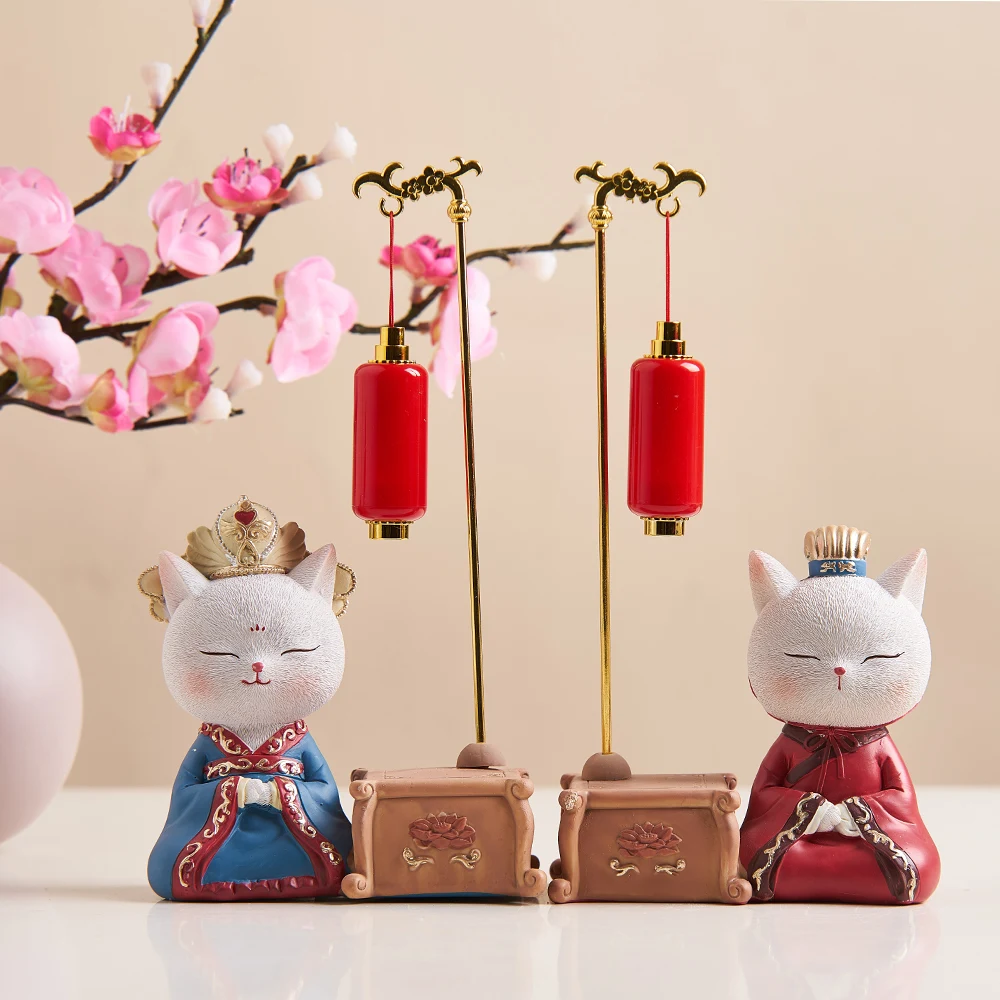 Милый китайский стиль статуя котенка для девочки статуэтка животного украшения