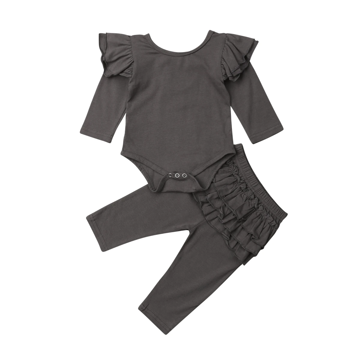 Весенне осенняя одежда с оборками для новорожденных девочек 2 предмета