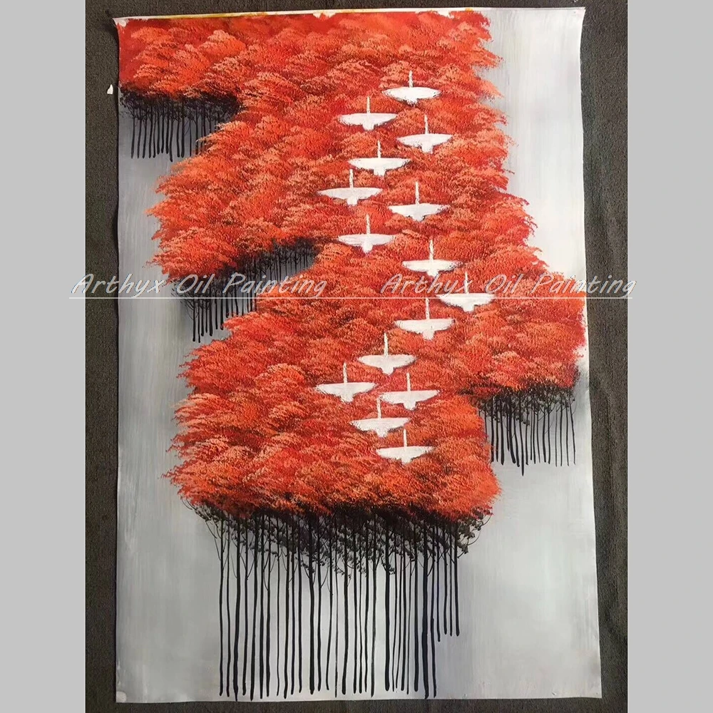 Arthyx Живопись Ручная роспись деревья пейзаж картины маслом на холсте Современные
