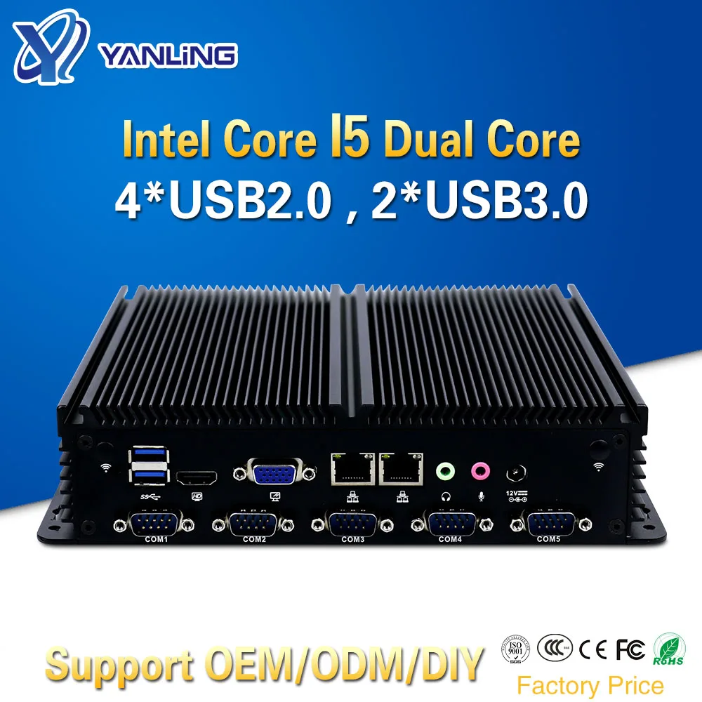 Verkauf Minisys Linux Thin Client-Core I5 4210u Dual Intel I211-AT Lan Industrielle Mini Pc Serielle Port Unterstützung RS485 COM 6 * USB Für KIOSK