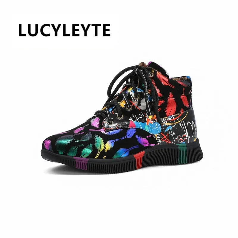 2020 европейский и американский стиль цветные граффити короткие ботинки на