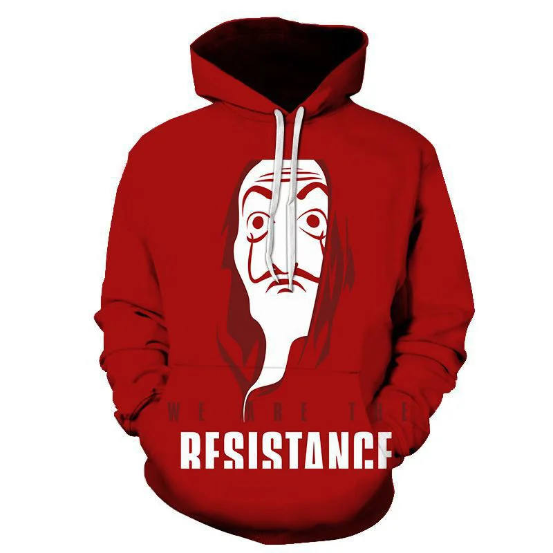 

Brand 3D print Hoodies and Sweatshirts TV Series La Casa De Papel Money Heist House of Paper Men/Women Fashion Clothing