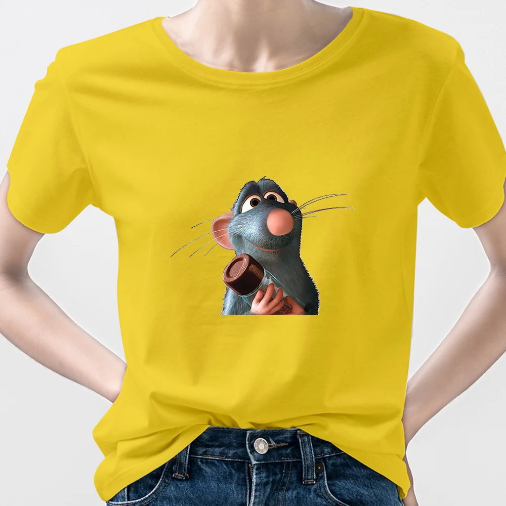 

ratatouille Printed t-shirt Emile Cheese tee Breathable Disney Short Sleeve Modern Women's Top Moving Simplicity summer clothes