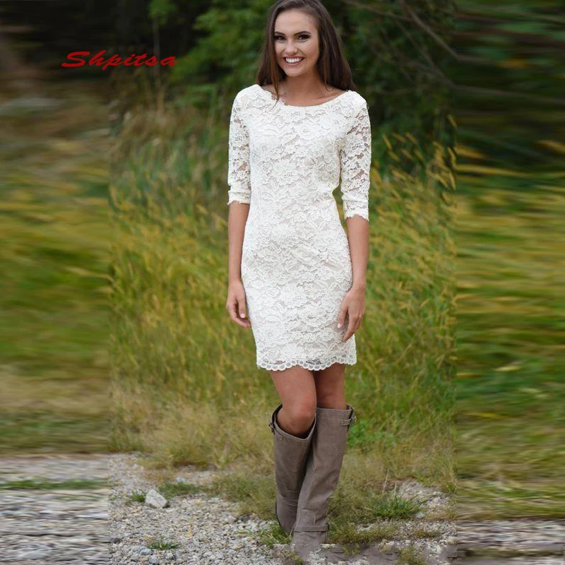 

Сексуальные короткие кружевные свадебные платья, женское свадебное платье цвета Белой Слоновой кости, свадебные платья для невесты