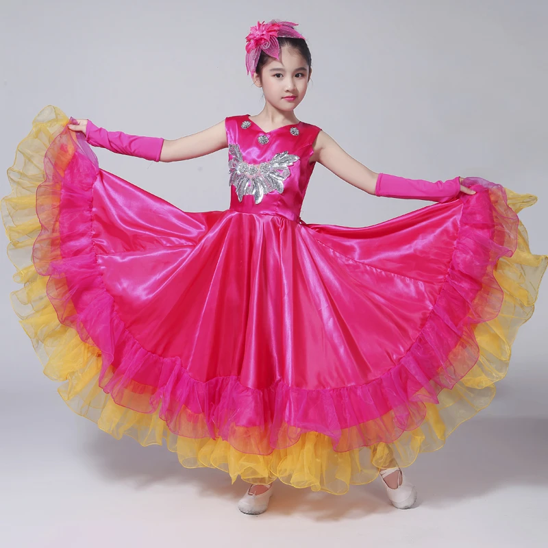 Детские танцевальные костюмы DL4216 Современная юбка испанского фламенко