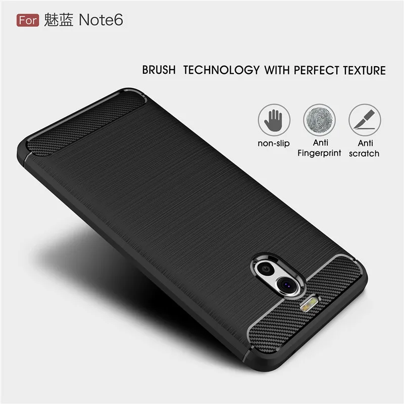 For Meizu M6 Note 32gb m721h Luxury Original Carbon Fiber Black Case M 6 M6Note Soft TPU Cover |