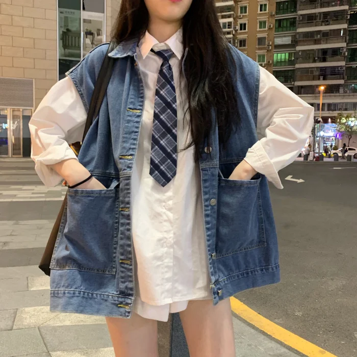 Модная Корейская куртка без рукавов Женская винтажная однотонная однобортная с