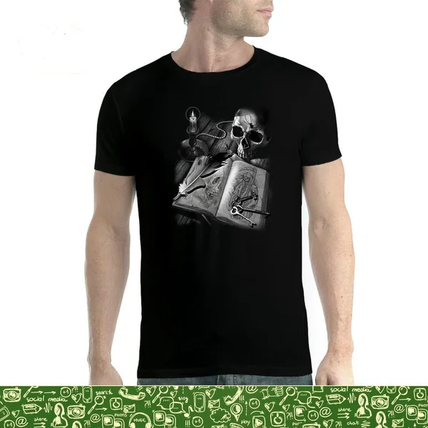 

Skull Book Men's Fashion Short Sleeves Cotton T-shirt for Tops Clothing