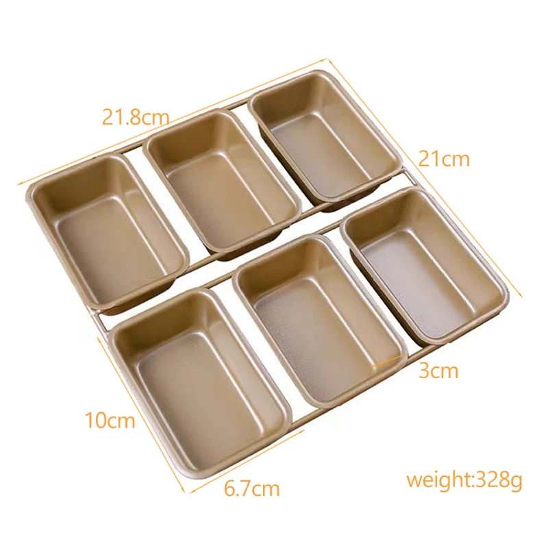 Non Stick Linked Mini Loaf Pan/Tray Carbon Steel Bread Tins 6 Cavity Small Banana Loafs Trays Baking Square 721 | Дом и сад