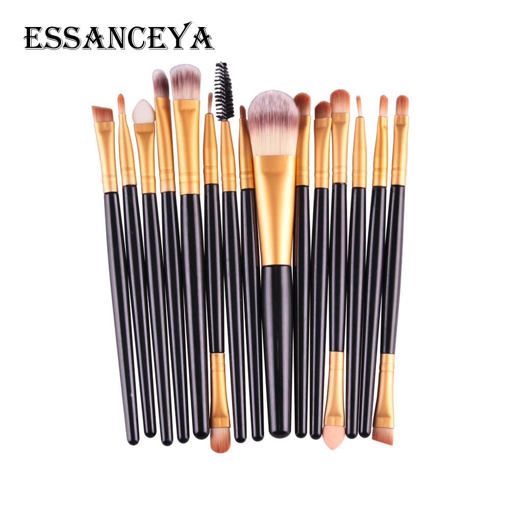 15pcs HJ ESSANCEYA Pro 6-18Pcs Cosmetic Makeup Brushes Foundation Eye shadow Eyeliner Fan Make-Up Multipurpose Eye Brushes Cosmetic Tool - Handle Color: 15pcs HJ