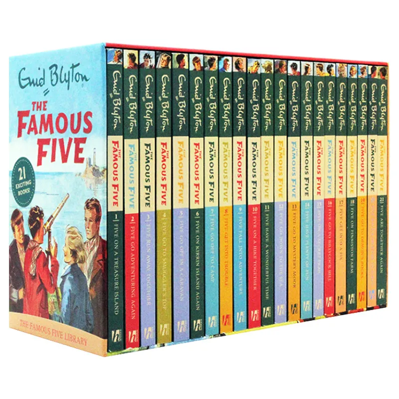 21PCS/Set Enid Blyton The Famous Five Library Children English Picture Book Detective Stories Adventures After-class libros