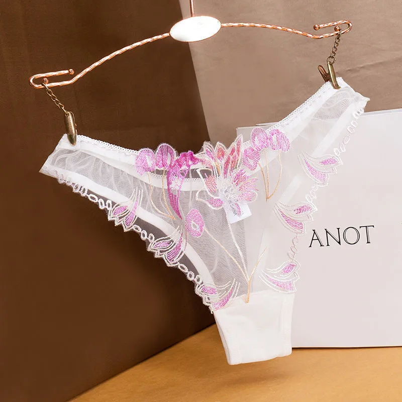 Сексуальные сетчатые полностью прозрачные стринги с вышивкой сексуальное