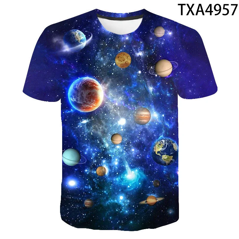 

Colorful Universe Starry Sky Pattern Fashion T-shirt Short Sleeve Boy Girl Kids 3D Printed Casual Men Women Children Tops Summer