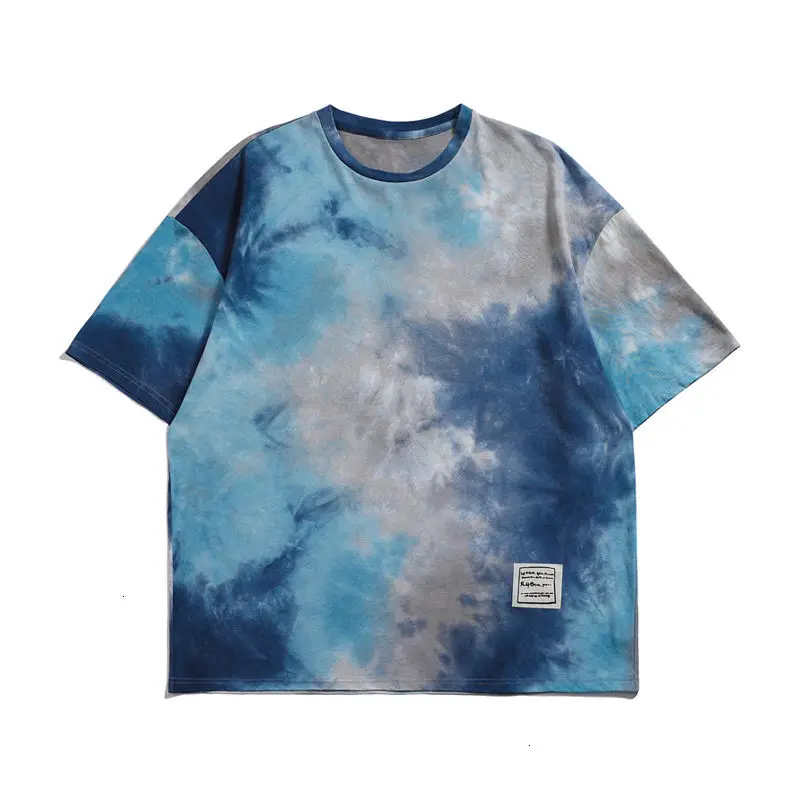 

HYBSKR Tie-dye Male T Shirt Oversized Couple Harajuku Tshirt Loose Casual Tops Tees Korean Style Man Short Sleeve T-Shirt