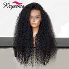 Натуральный черный кудрявый парик Kryssma, длинные кудрявые синтетические передние парики на сетке для черных женщин, безклеевые волосы из термостойкого волокна