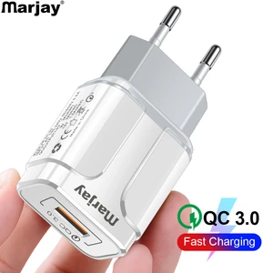 marjay quick charge 3 0 usb charger 18w qc 3 0 4 0 eu us fast travel wall mobile phone charger for iphone samsung xiaomi huawei free global shipping