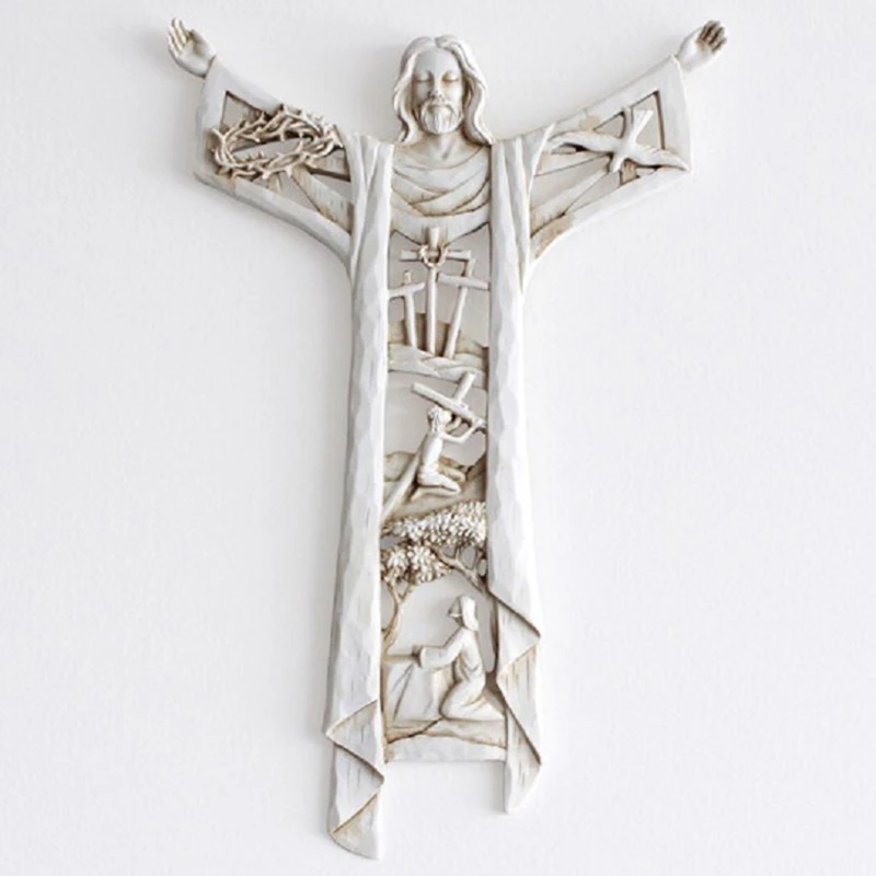 Risen Christ Last Supper Wall Cross Hanging Decoration for First Holy Communion Baptism Christian Gift Religious Home Room Decor
