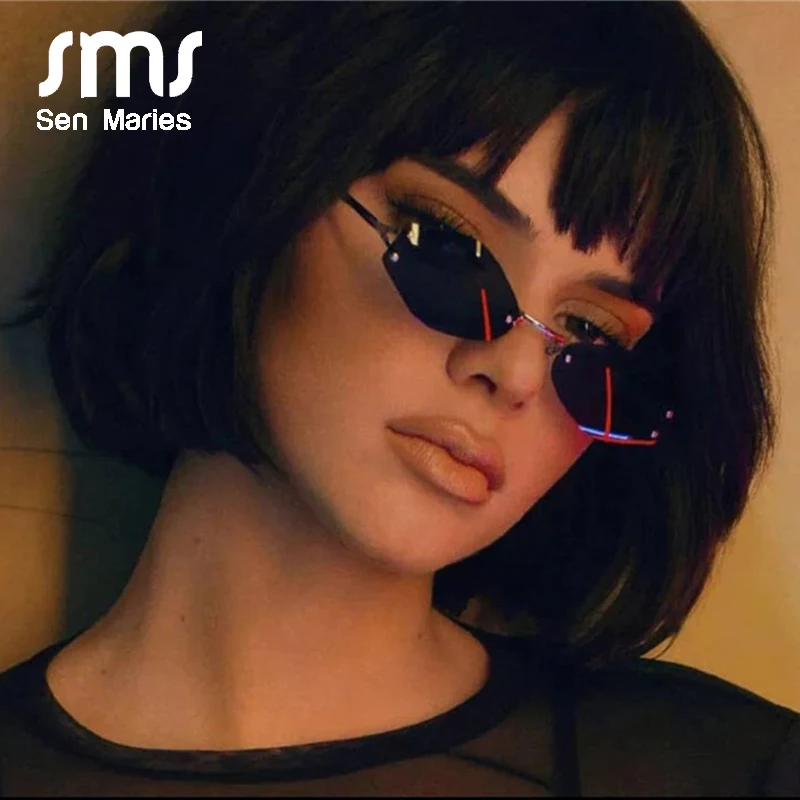 Модные женские солнцезащитные очки без оправы новые брендовые зеркальные