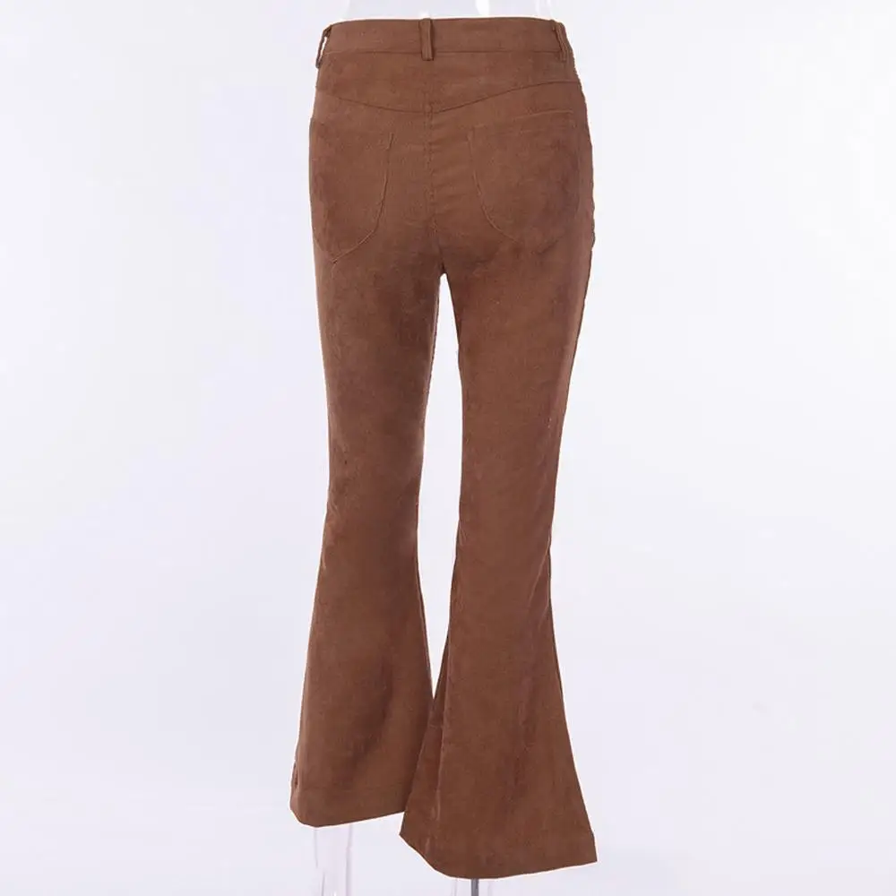 Женские вельветовые повседневные штаны с высокой талией облегающие Стрейчевые