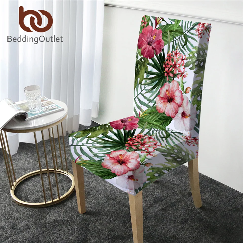 BeddingOutlet чехол на стул с цветами для столовой эластичный из спандекса листьями