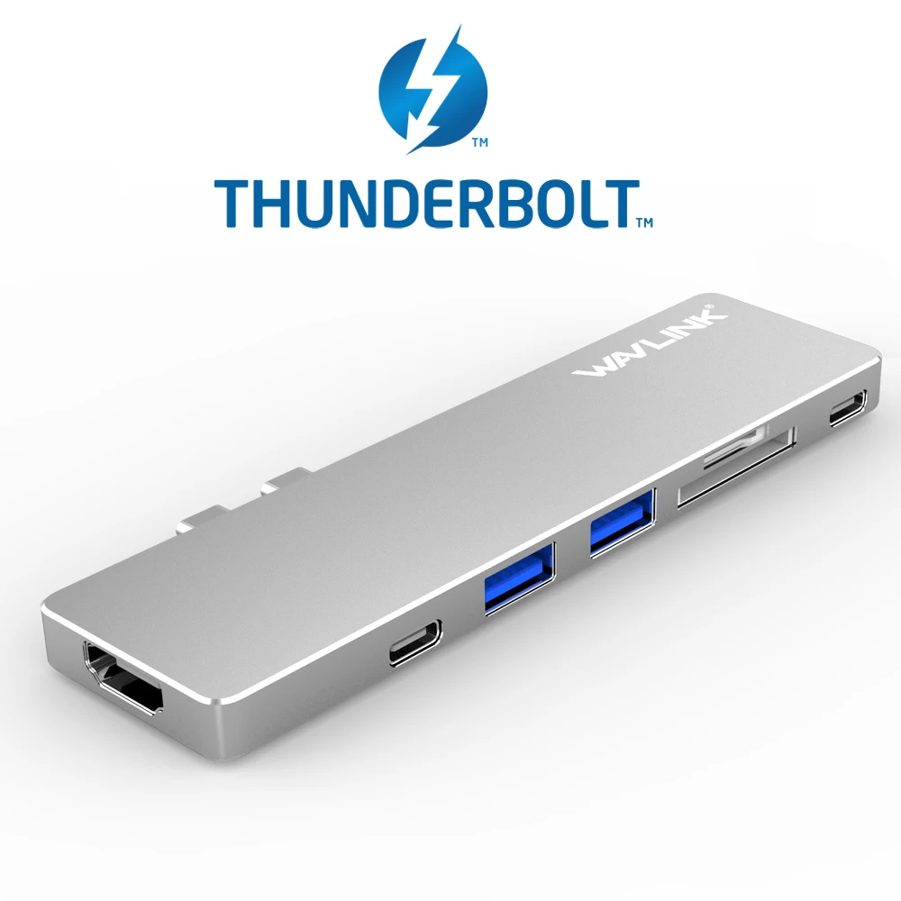 Wavlink двойной USB 3,1 type-C концентратор к HDMI адаптер 4K USB C концентратор ж/SD/Micro SD кард-ридер 7 в 1 для MacBook Pro usb-хаб