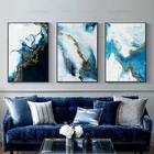 Скандинавский абстрактный цвет, синий золотой Холст, картина, плакат и печать, уникальный декор, настенное искусство, картины для гостиной, спальни