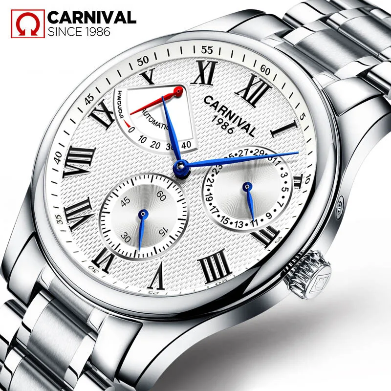 Часы Carnival Seiko мужские механические автоматические наручные с ремешком из