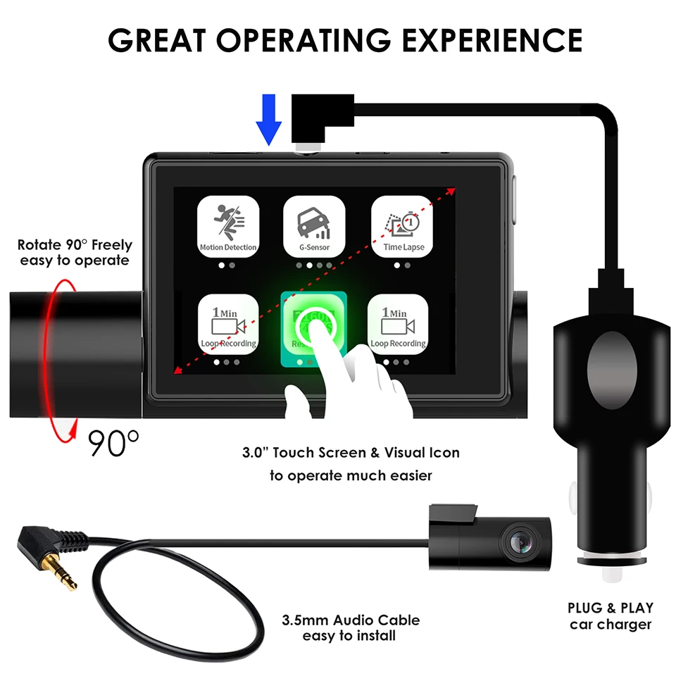 Jimi JC02 WiFi 4K Автомобильный видеорегистратор Ультра 2160P 60fps gps ADAS DVR камера рекордер 3