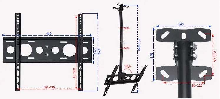 32-55 &quotпотолочное крепление для телевизора 360 градусов полное движение свободный