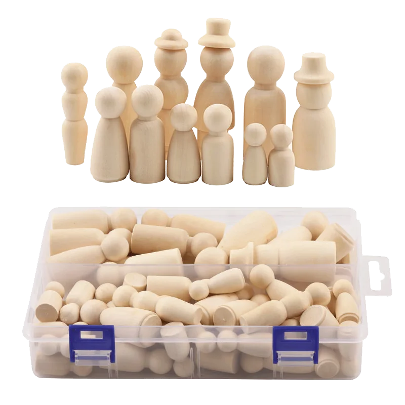 10Pc Wooden Peg Dolls Natural Maple Girls And Boys Family Unpainted Wood Blanks For Diy Home Decoration Craft Baby Toys | Дом и сад