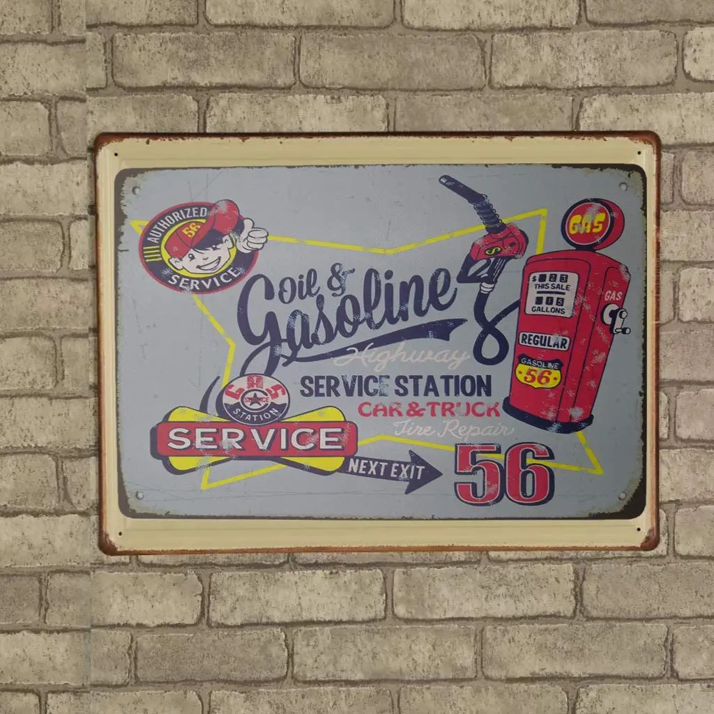 

AIQIBAO Metal Vintage Tin Sign Decor-Fuel Gas Station for Garage Bar Pub Shop Funny Retro Wall Art Sign