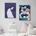 Скандинавская Синяя Женская картина маслом, холст, плакаты и печать, красочная оранжевая Настенная картина, декоративные картины в эстетике, украшение в римском стиле