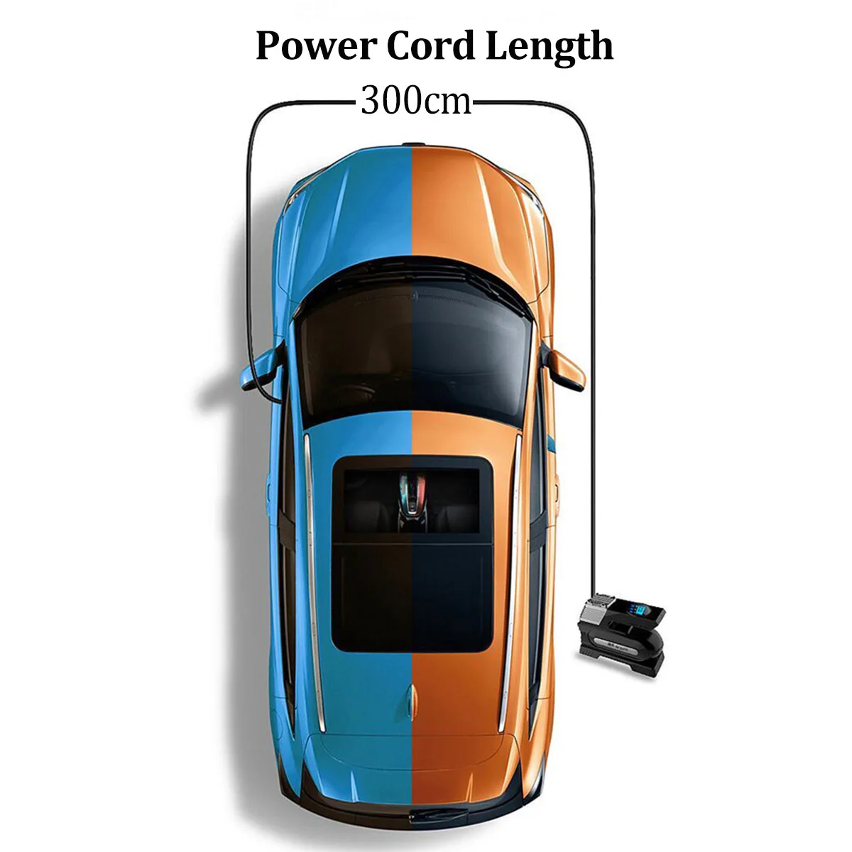 

Portable Air Compressor Tire Inflator - Car Tire Pump With Pointer Pressure Gauge (150 Psi DC12V) Bright Emergency Flashlight