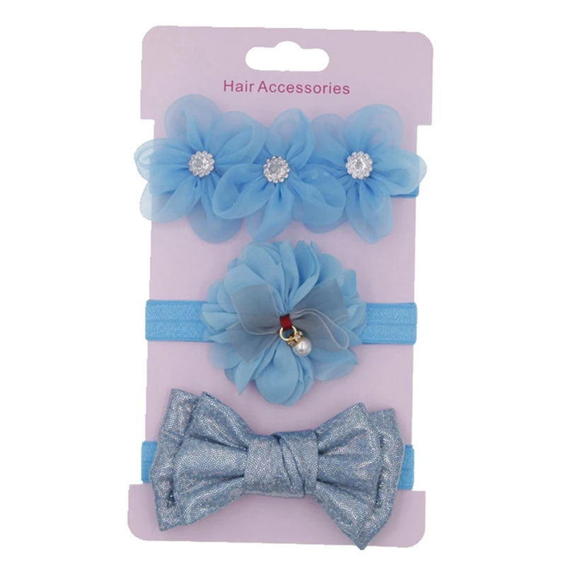 

3Pcs Baby Elastic flower headband Headbands Hair Girls Bebe Bowknot Hairband Toddler Infants accessories set photography props