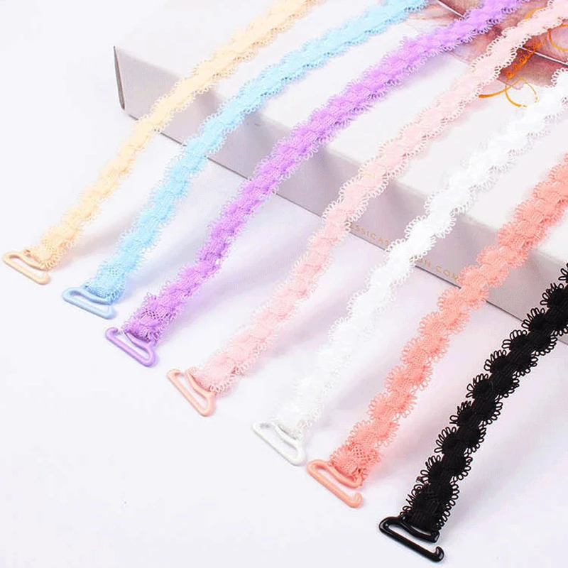 

Women Transparent Invisible Bra Shoulder Strap Clasp Hook Adjustable Lace Flower Slip-Resistant Belts Buckle Bra Accessories