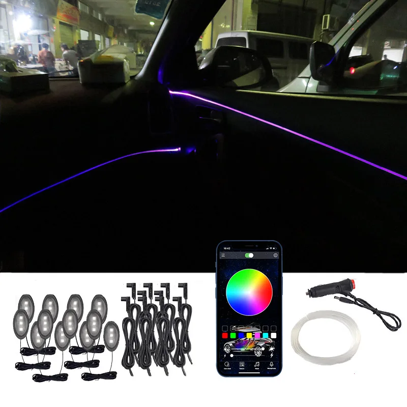 

Flexible Car Super Bright Light Guide Atmosphere Lamp LED Optic Ambient Light Car Light Atmosphere Strips Interior Light Fiber