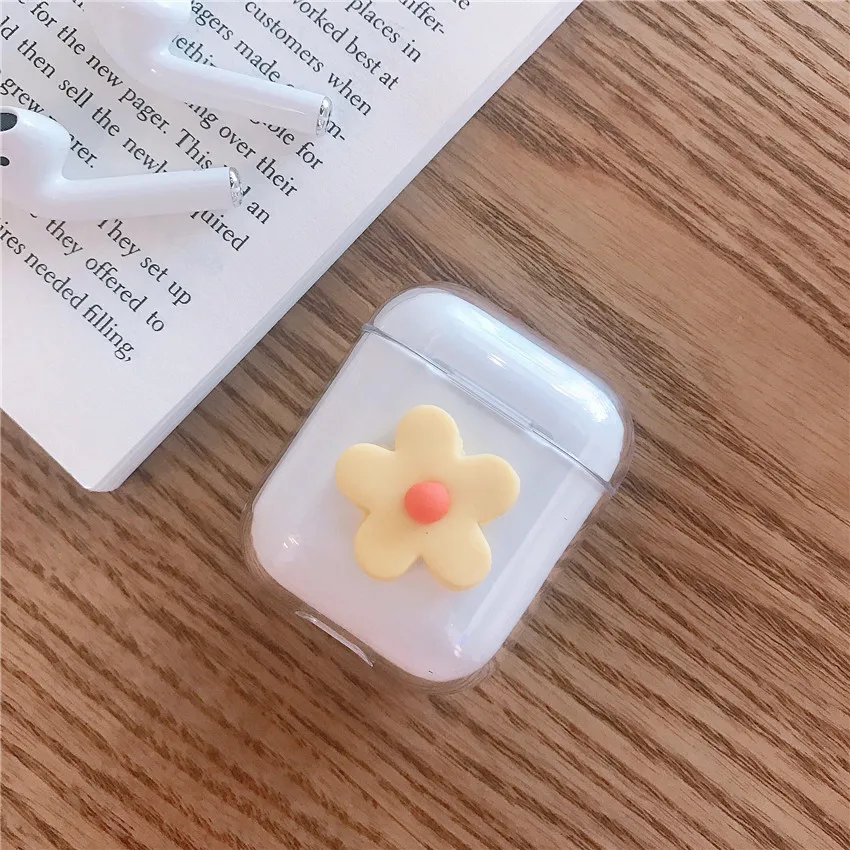 Роскошный чехол с цветочным рисунком для Airpods 1 2 прозрачный жесткий наушников