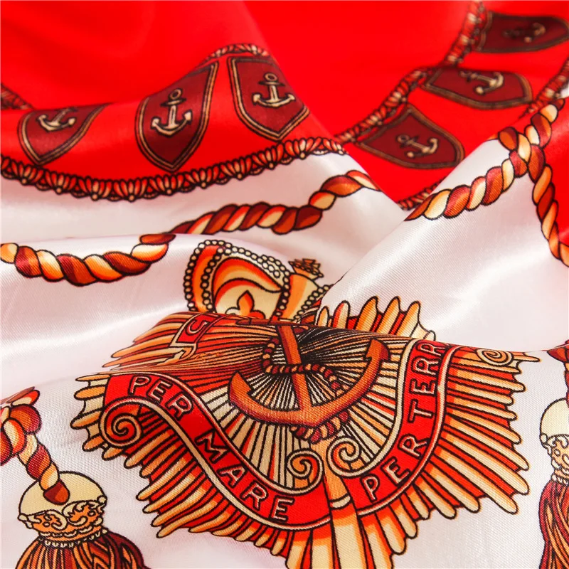 

Luxury brand Retro Ladies Silk Scarf Bandana Fashion Women Chain Printed Hijab Scarf Female Square Scarves Head Wraps