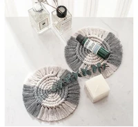 macrame insulation non slip pad placemat round woven cotton coasters home creative braid coaster handmade cushion coffee cup mat