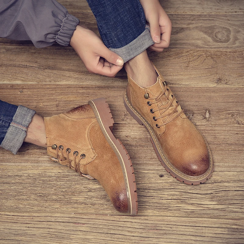 Мужские ботинки для верховой езды LIAOCHI из натуральной кожи однотонные