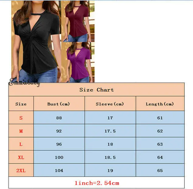 Новая мода плюс размер женская блузка рубашка чокер v-образный вырез однотонная