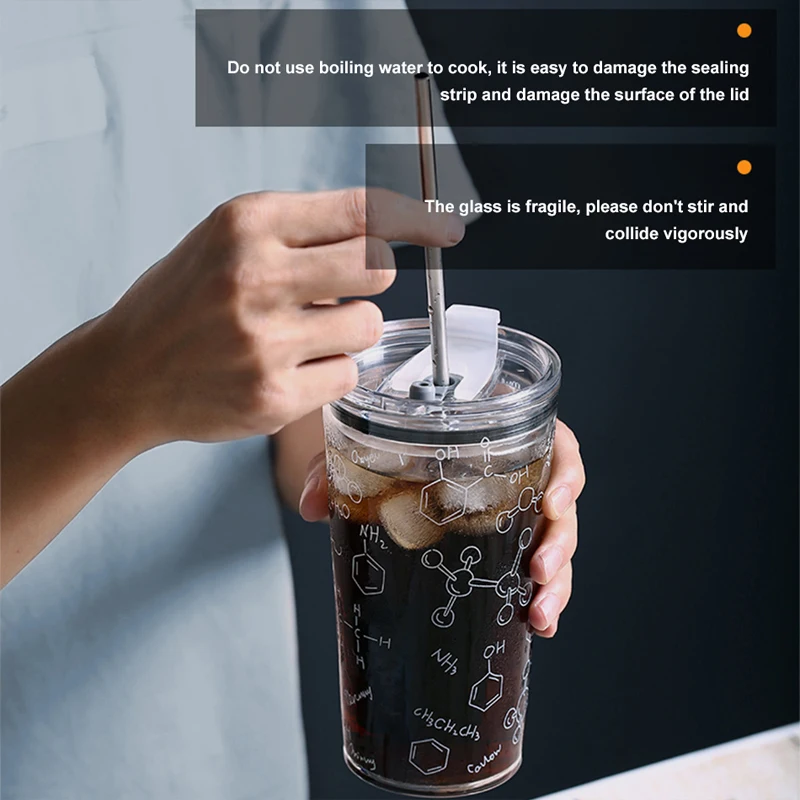SENDIAN High-temperature Resistant Large-capacity Glass Water Cup With Printing Straw 2021 Office Home Kitchen Accessories | Дом и сад