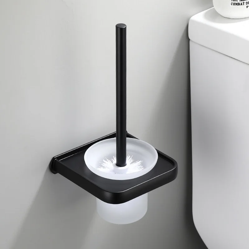 Black toilet brush set space aluminum rack hotel bathroom hardware pendant. | Обустройство дома